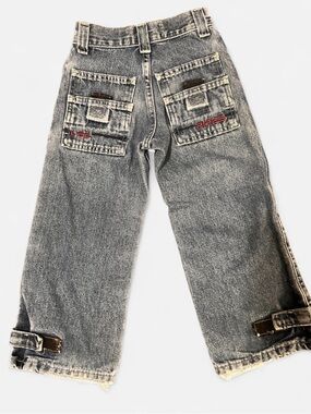 Vintage 90s Lee Pipes Jeans Kids 4/5R Wide Leg Skater Rave Baggy Denim y2k HTF